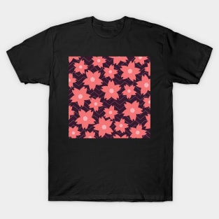 Ziguezague Sakura Flowers Dark Pattern T-Shirt